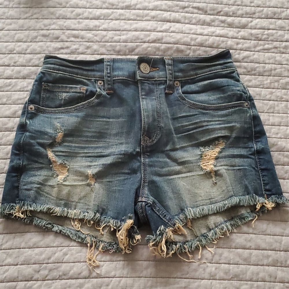 Express High Waisted Distressed Cut off Jean Short